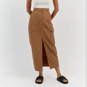 Dissh ruby tan cargo midi skirt